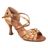A2176N - 85 FLESH SATIN X - STRAP LATIN SHOE