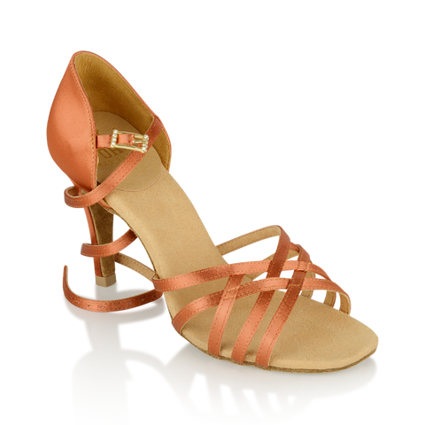 Ray Rose H860-X Kalahari Xtra | Dark Tan Satin | Ladies Latin Dance Shoes - WIDE