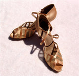 Stephanie Dance Shoes 12049 - 55 Tan Satin / Mesh Latin Shoe
