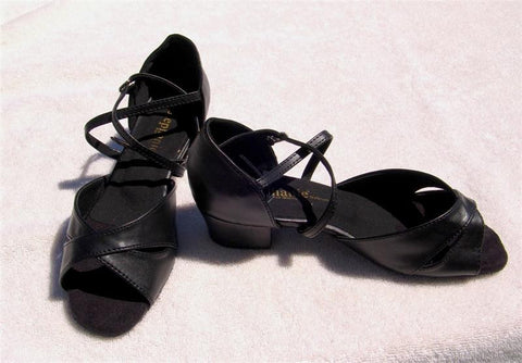 Stephanie Dance Shoes 16002 - 11X - Black Leather / Two Way Strap