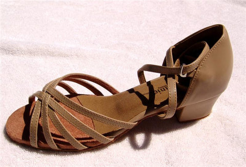 Stephanie Dance Shoes 16003 - 51X Tan Leather / Two Way Strap