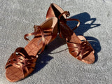 A-2239 Dark Tan Satin Latin Shoe