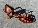 A-2239 Dark Tan Satin Latin Shoe