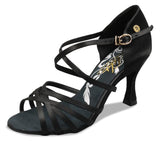 A2001N - 15 Black Satin Latin Shoe