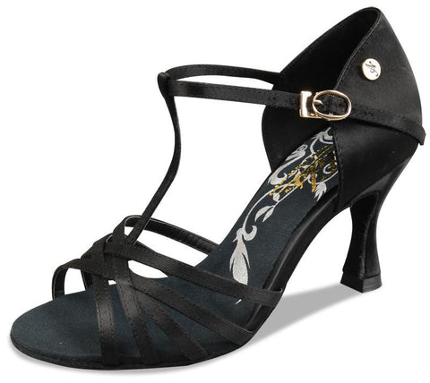 A2002N - 15 Black Satin T - Strap Latin Shoe