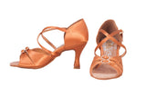 A2176N - 75 Dark Tan Satin X - Strap Latin Shoe