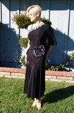 BIG FLORAL STRETCH WAISTBAND BELT WITH STONED FLOWER: AURORA BOREALIS / CLEAR CRYSTAL