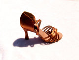 Stephanie Elite Collection Latin Dance Shoe E201 Dark Tan Satin