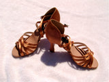Stephanie Elite Collection Latin Dance Shoe E201 Dark Tan Satin