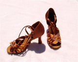 Stephanie Crystal Collection Dance Shoes 12056-45 Dark Tan Satin