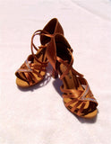 Stephanie Crystal Collection Dance Shoes 12056-45 Dark Tan Satin