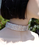 FNC Nude Stretch 4 Row Fully Stoned Choker: Clear (size 30' stones)