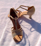 GO 4131 Tan Simulated Leather T - Strap Latin Shoe