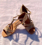 GO 4131 Tan Simulated Leather T - Strap Latin Shoe