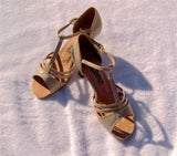 GO 4131 Tan Simulated Leather T - Strap Latin Shoe