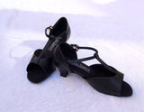 GO 7040 Black Simulated Leather T - Strap Latin Shoe