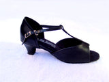 GO 7040 Black Simulated Leather T - Strap Latin Shoe