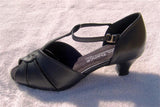 GO 7050 Black Simulated Leather T - Strap Latin Shoe
