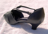 GO 7050 Black Simulated Leather T - Strap Latin Shoe