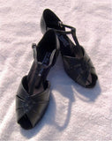 GO 7050 Black Simulated Leather T - Strap Latin Shoe