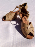 GO 7051 Tan Simulated Leather T - Strap Latin Shoe