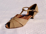 GO 7051 Tan Simulated Leather T - Strap Latin Shoe