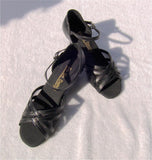 GO 7230 Black Simulated Leather / Mesh Open Toe Shoe