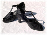 GO 9550 Black Simulated Leather T - Strap Latin Shoe