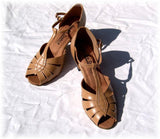GO 9551 Tan Simulated Leather T - Strap Latin Shoe
