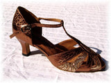 GO 9582 Bronze & Glitter T - Strap Latin Shoe