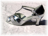 GO 9583 Silver & Glitter T - Strap Latin Shoe