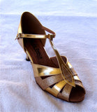 GO 9584 Gold & Glitter T - Strap Latin Shoe