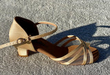 GO 7231 Tan Satin / Mesh Latin Shoe