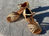 GO 7231 Tan Satin / Mesh Latin Shoe