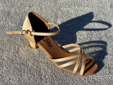 GO 7231 Tan Satin / Mesh Latin Shoe