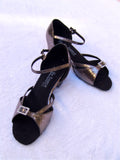 GO 3069 Pewter Simulated Leather Ankle Strap Latin Shoe