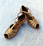 GO 7501 Tan Simulated Leather T - Strap Latin Shoe