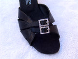 GO 9520 Black Satin X - Strap Adjustable Latin Shoe
