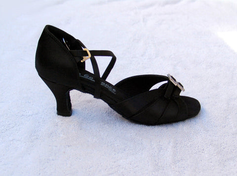 GO 9520 Black Satin X - Strap Adjustable Latin Shoe