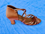 NUG - 65  "SELVA" TAN SATIN LATIN SHOE