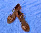 NUG - 65  "SELVA" TAN SATIN LATIN SHOE