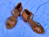 NUG - 65  "SELVA" TAN SATIN LATIN SHOE