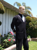American Smooth Long Black Vest with Satin Lapels