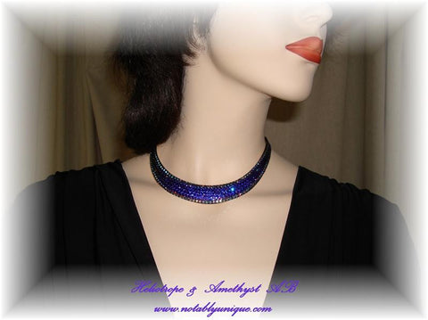 Necklace 008 Pave' Heliotrope and Amethyst AB Crystal