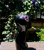 NUG T10106 Light Siam & Aurora Borealis Stoned Venice Black Lace Appliqué