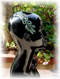 NUG T10354 Peridot & Peridot AB Stoned Venice Black Lace Appliqué