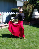 NUG 0065 Red Full Circle Standard Godet Skirt