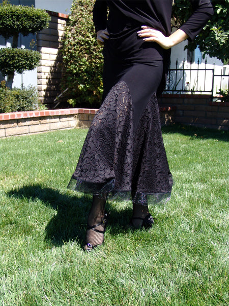 【NONCODE】Sika Lace Unbalanced Skirt NUG 00396 Black Stretch Lace American Smooth Skirt – Notably
