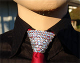 Aurora Borealis & Clear Crystal Stoned Men’s Red Zipper Tie (size 20' stones).