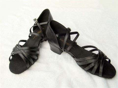 Stephanie Dance Shoes 16003 - 11X Black Leather / Two Way Strap